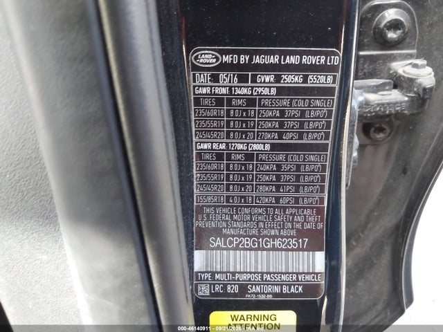 Продажа на аукционе авто 2016 Land Rover Discovery Sport Se, vin: SALCP2BG1GH623517, номер лота: 46140911