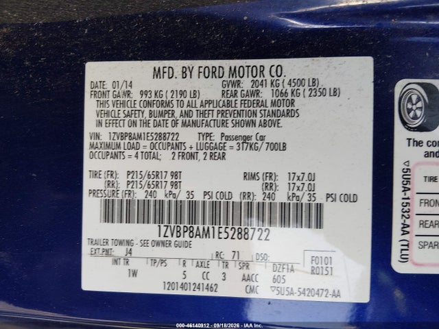 Ford Mustang V6 2014 1ZVBP8AM1E5288722 Image 9