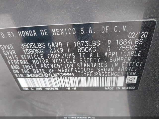 Aukcja sprzedaży 2020 Honda Fit Ex, vin: 3HGGK5H81LM708664, numer aukcji: 46140974