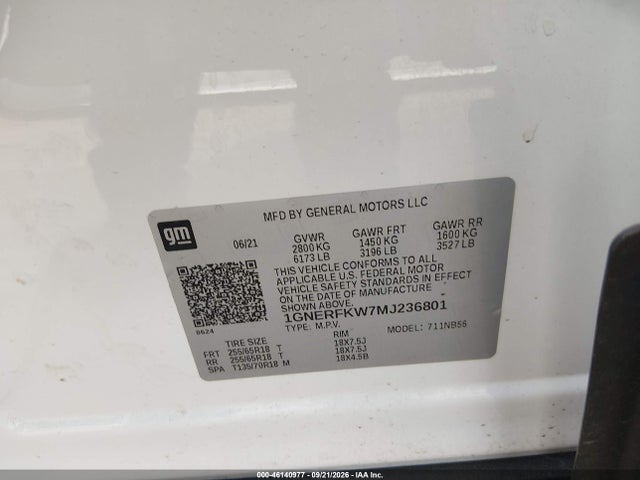 2021 Chevrolet Traverse Fwd Ls მანქანა იყიდება აუქციონზე, vin: 1GNERFKW7MJ236801, აუქციონის ნომერი: 46140977