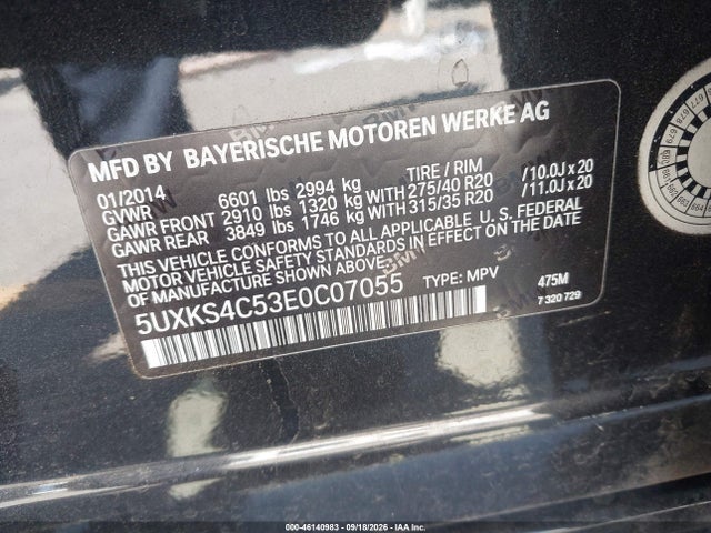 BMW X5 Xdrive35d 2014 5UXKS4C53E0C07055 Image 9