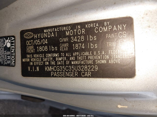 Продажа на аукционе авто 2005 Hyundai Accent Gls/gt, vin: KMHCG35C35U328229, номер лота: 46140992