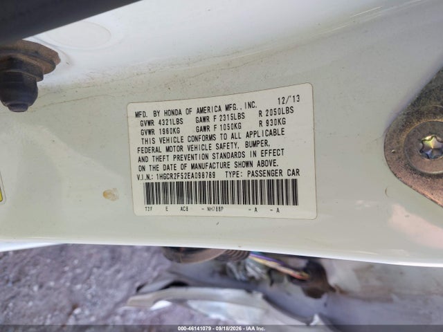 2014 Honda Accord Sport მანქანა იყიდება აუქციონზე, vin: 1HGCR2F52EA098789, აუქციონის ნომერი: 46141079