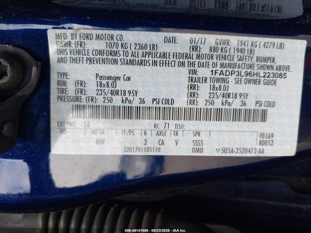 Продажа на аукционе авто 2017 Ford Focus St, vin: 1FADP3L96HL223085, номер лота: 46141085