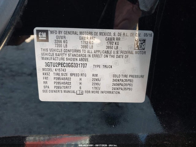 Aukcja sprzedaży 2016 Gmc Sierra 1500 Denali, vin: 3GTU2PEC0GG331707, numer aukcji: 46141091