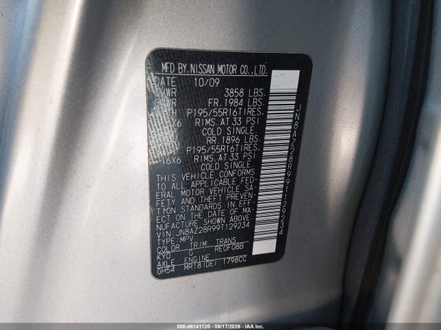 Продаж на аукціоні авто 2009 Nissan Cube 1.8sl, vin: JN8AZ28R99T129234, номер лоту: 46141120