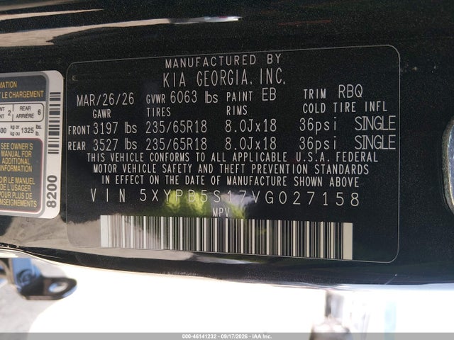 KIA Telluride Lx 2027 5XYPB5S17VG027158 Image 9