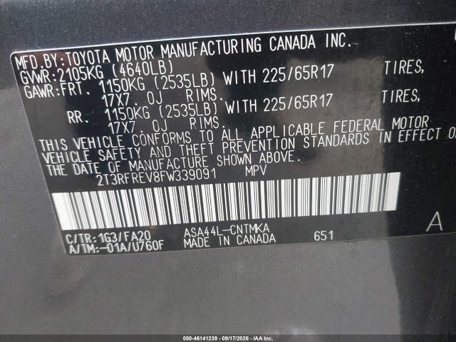 Toyota Rav4 Xle 2015 2T3RFREV8FW339091 Image 9