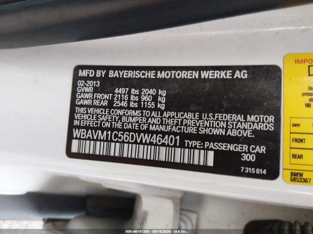 Aukcja sprzedaży 2013 Bmw X1 Sdrive28i, vin: WBAVM1C56DVW46401, numer aukcji: 46141300