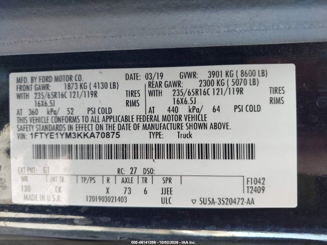 1FTYE1YM3KKA70875 Ford Transit-150