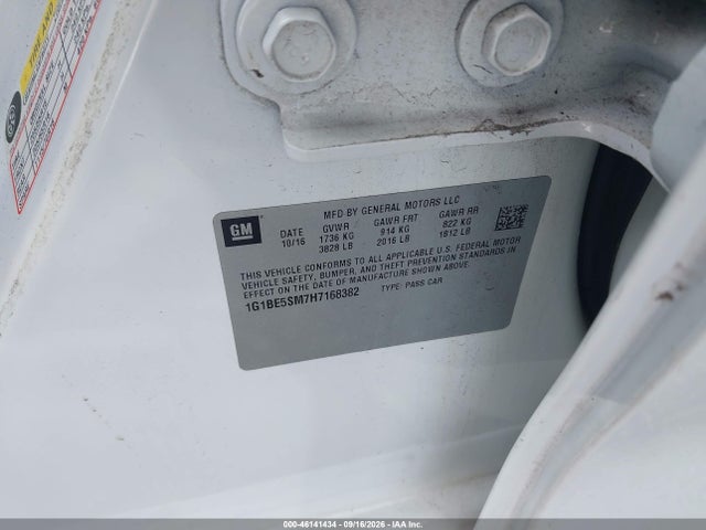 Продажа на аукционе авто 2017 Chevrolet Cruze Lt Auto, vin: 1G1BE5SM7H7168382, номер лота: 46141434