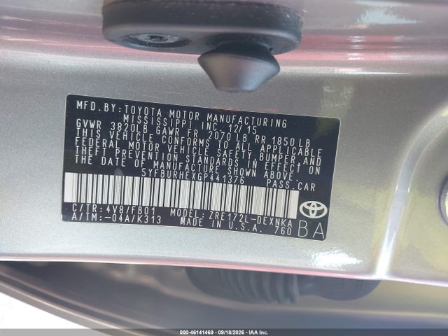 Aukcja sprzedaży 2016 Toyota Corolla Le, vin: 5YFBURHEXGP441376, numer aukcji: 46141469