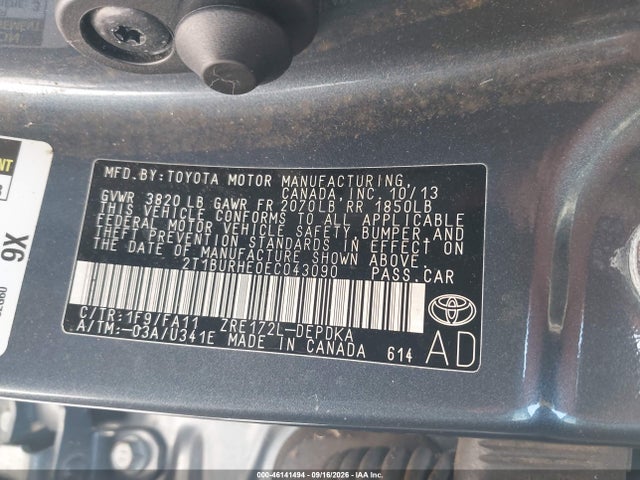 Продаж на аукціоні авто 2014 Toyota Corolla L, vin: 2T1BURHE0EC043090, номер лоту: 46141494