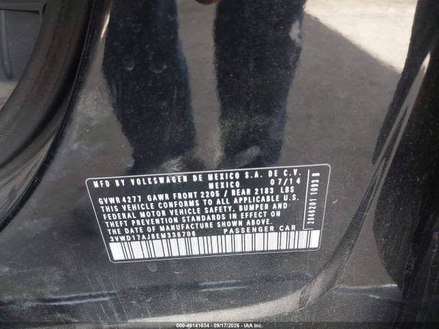 46141634 :رقم المزاد ، 3VWD17AJ8EM336706 vin ، 2014 Volkswagen Jetta 1.8t Se مزاد بيع