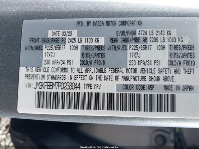 Продажа на аукционе авто 2023 Mazda Cx-5 2.5 S Select, vin: JM3KFBBM7P0238044, номер лота: 46141636