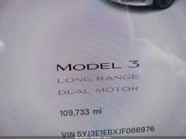 Продажа на аукционе авто 2018 Tesla Model 3 Long Range/performance, vin: 5YJ3E1EBXJF066976, номер лота: 46141671