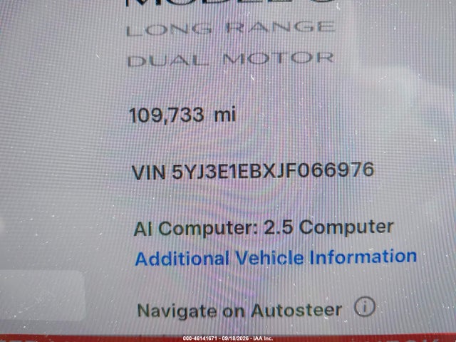 Продажа на аукционе авто 2018 Tesla Model 3 Long Range/performance, vin: 5YJ3E1EBXJF066976, номер лота: 46141671