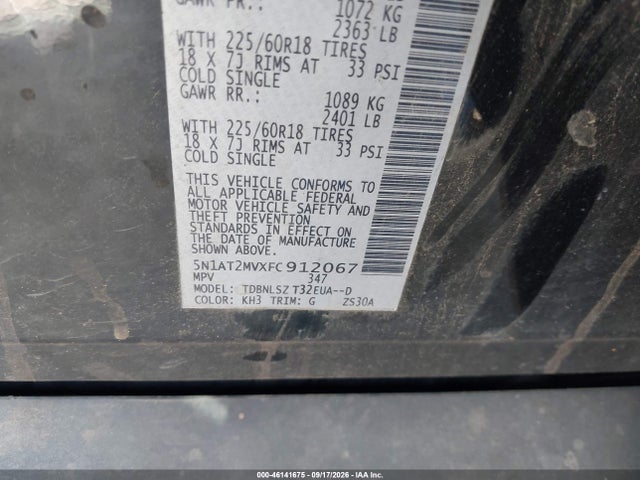 Продаж на аукціоні авто 2015 Nissan Rogue Sl, vin: 5N1AT2MVXFC912067, номер лоту: 46141675