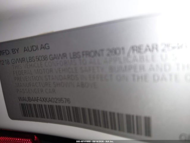Продаж на аукціоні авто 2019 Audi S4 3.0t Premium, vin: WAUB4AF4XKA029576, номер лоту: 46141688