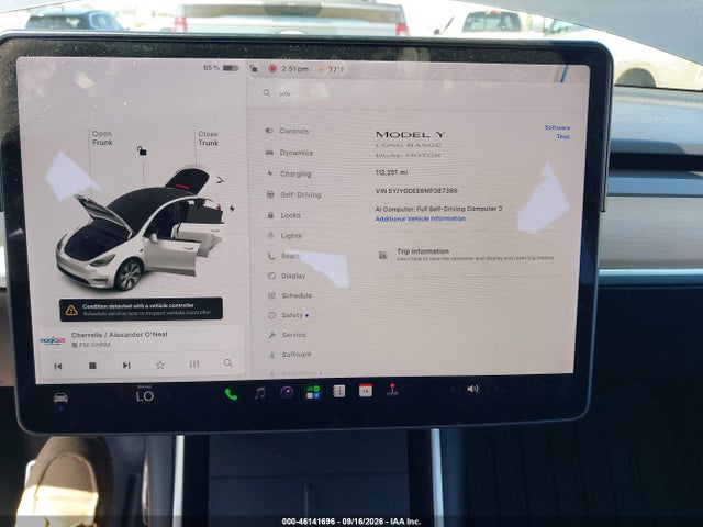 Aukcja sprzedaży 2021 Tesla Model Y Long Range Dual Motor All-wheel Drive, vin: 5YJYGDEE6MF087386, numer aukcji: 46141696