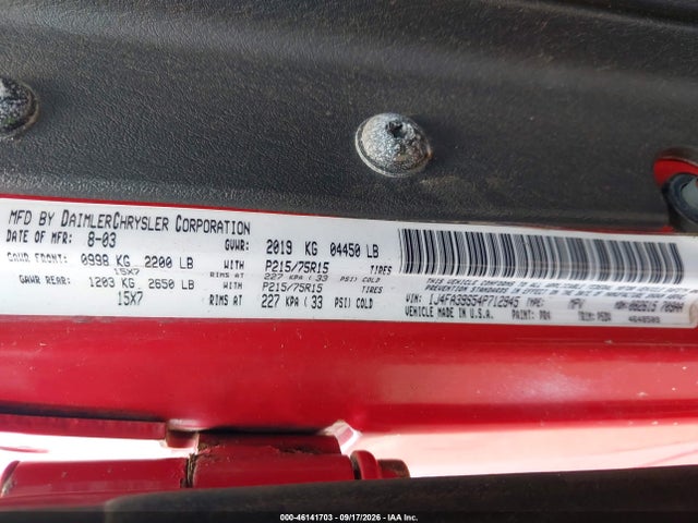 Продаж на аукціоні авто 2004 Jeep Wrangler X, vin: 1J4FA39S54P712945, номер лоту: 46141703