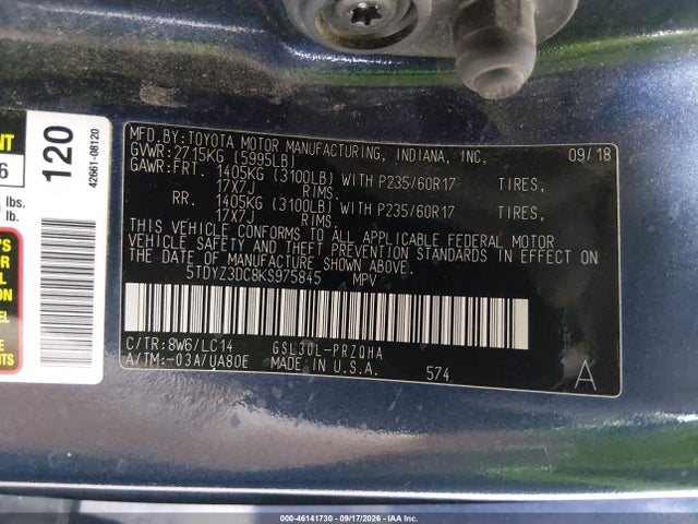 Toyota Sienna Xle 8 Passenger 2019 5TDYZ3DC8KS975845 Image 9