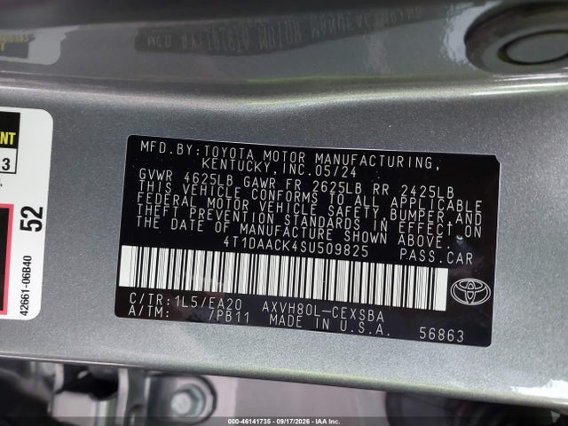 Aukcja sprzedaży 2025 Toyota Camry Se, vin: 4T1DAACK4SU509825, numer aukcji: 46141735