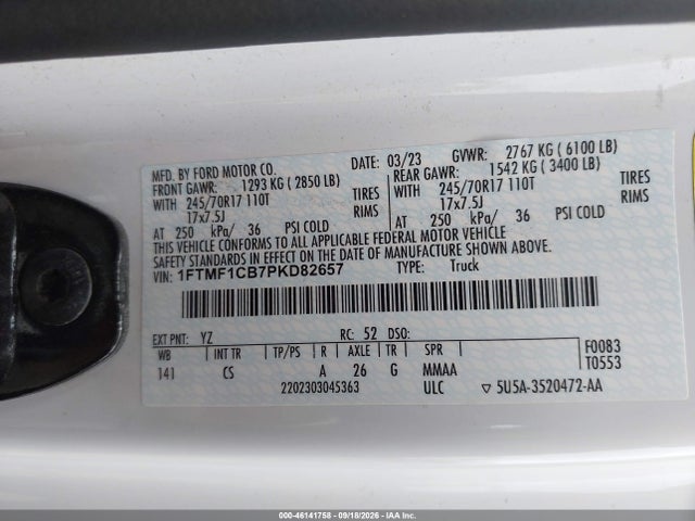 Ford F-150 Xl/xlt 2023 1FTMF1CB7PKD82657 Image 9