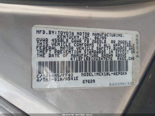 Aukcja sprzedaży 1999 Toyota Avalon Xls, vin: 4T1BF18B1XU347676, numer aukcji: 46141765