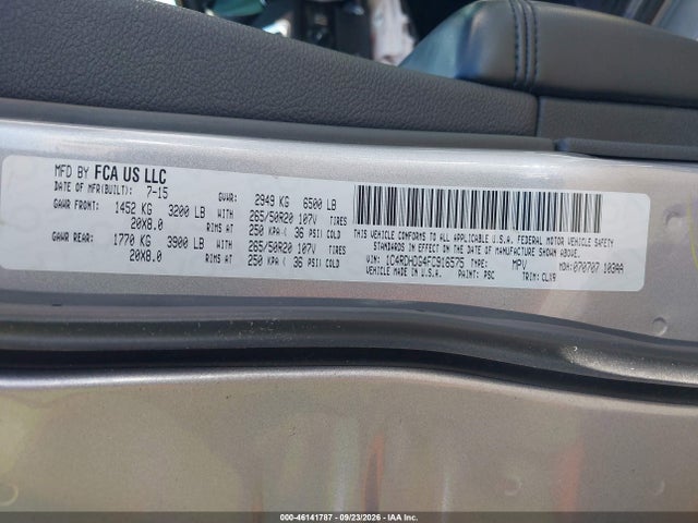 Продажа на аукционе авто 2015 Dodge Durango Limited, vin: 1C4RDHDG4FC916575, номер лота: 46141787