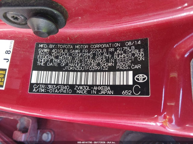 Aukcja sprzedaży 2015 Toyota Prius Three, vin: JTDKN3DU1F0399132, numer aukcji: 46141790