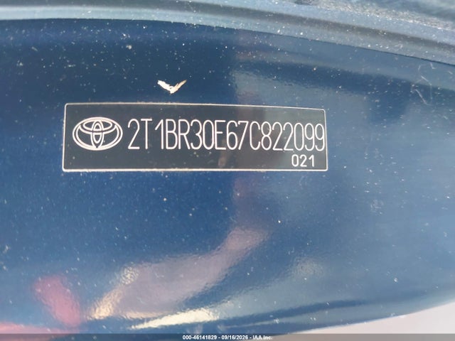 Продаж на аукціоні авто 2007 Toyota Corolla Le, vin: 2T1BR30E67C822099, номер лоту: 46141829
