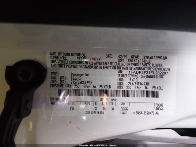 Ford FOCUS SE 2015 1FADP3F21FL232207 Image 9