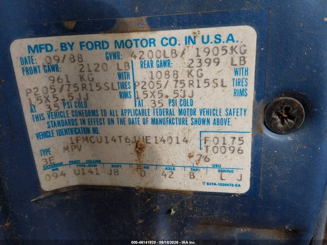 Продажа на аукционе авто 1988 Ford Bronco Ii, vin: 1FMCU14T6JUE14014, номер лота: 46141920