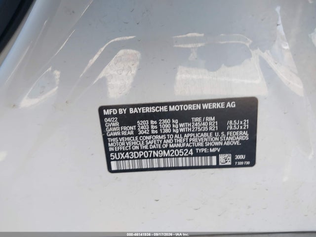 BMW X3 Sdrive30i 2022 5UX43DP07N9M20524 Image 9