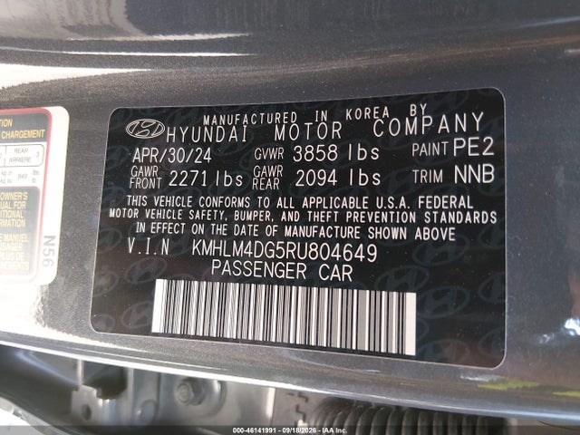 Aukcja sprzedaży 2024 Hyundai Elantra Sel, vin: KMHLM4DG5RU804649, numer aukcji: 46141991