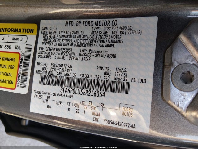 Ford Fusion Hybrid Se 2014 3FA6P0LU5ER256054 Image 9