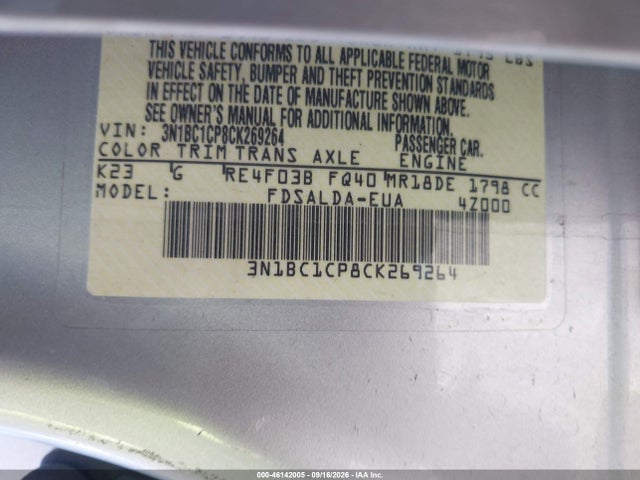 Aukcja sprzedaży 2012 Nissan Versa 1.8 S, vin: 3N1BC1CP8CK269264, numer aukcji: 46142005