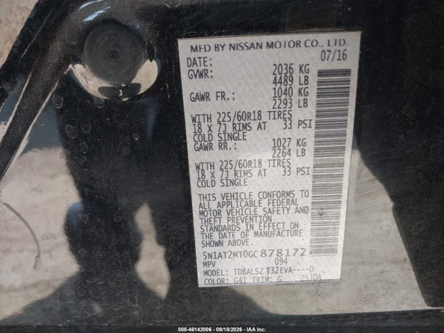 5N1AT2MT0GC878172 Nissan Rogue Sl
