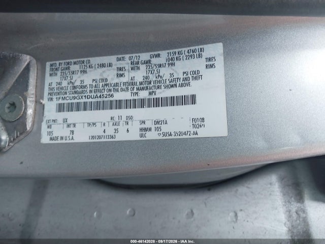 Продажа на аукционе авто 2013 Ford Escape Se, vin: 1FMCU9GX1DUA45256, номер лота: 46142028