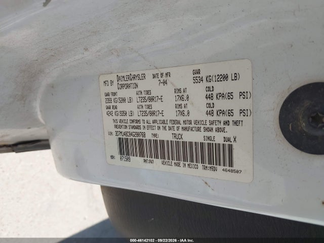 Aukcja sprzedaży 2004 Dodge Ram 3500 Slt/laramie, vin: 3D7MU48C84G280768, numer aukcji: 46142102
