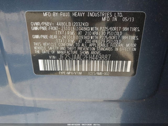 Subaru Forester 2.5i 2014 JF2SJAAC2EH449887 Image 9
