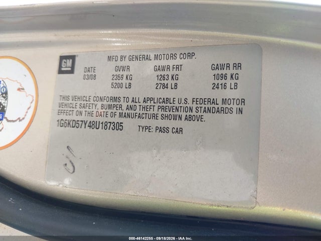 Продаж на аукціоні авто 2008 Cadillac Dts 1sb, vin: 1G6KD57Y48U187305, номер лоту: 46142255