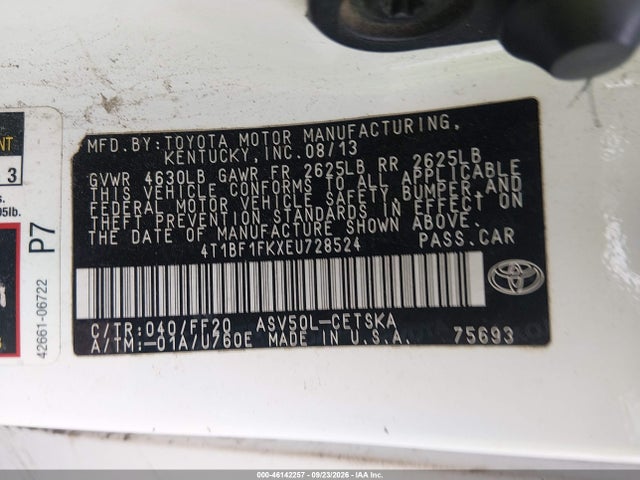 Продажа на аукционе авто 2014 Toyota Camry Se, vin: 4T1BF1FKXEU728524, номер лота: 46142257