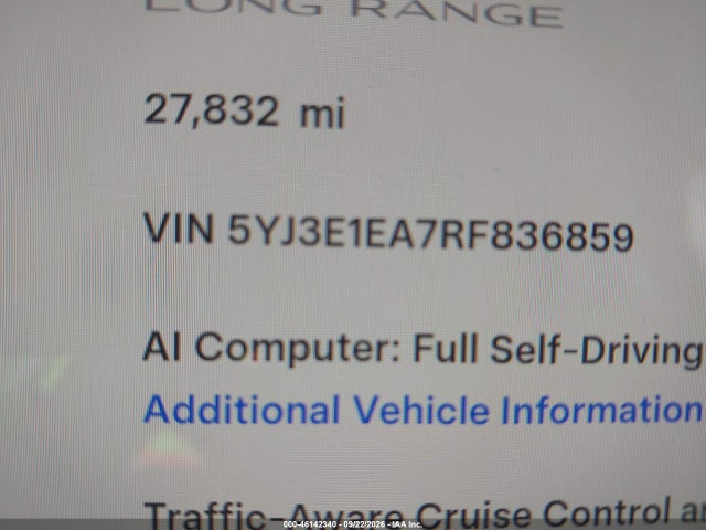 46142340 :رقم المزاد ، 5YJ3E1EA7RF836859 vin ، 2024 Tesla Model 3 Long Range Dual Motor All-wheel Drive/rear-wheel Drive مزاد بيع