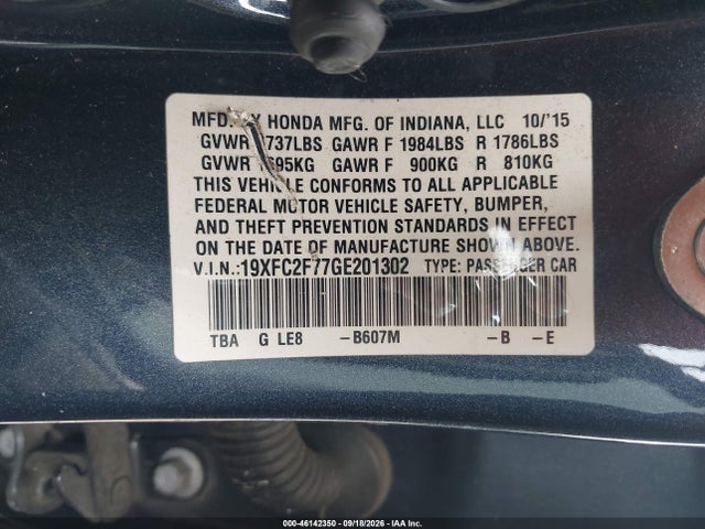 Honda CIVIC EX 2016 19XFC2F77GE201302 Image 9