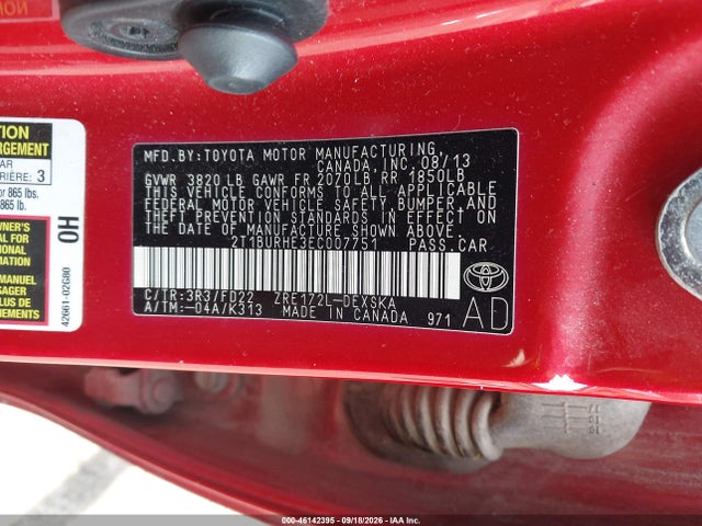 Aukcja sprzedaży 2014 Toyota Corolla S Plus, vin: 2T1BURHE3EC007751, numer aukcji: 46142395