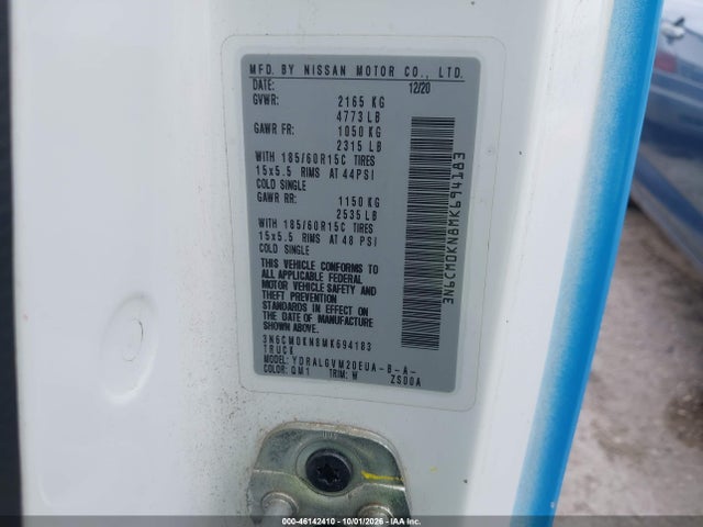 Продаж на аукціоні авто 2021 Nissan Nv200  Cargo Sv Xtronic Cvt, vin: 3N6CM0KN8MK694183, номер лоту: 46142410
