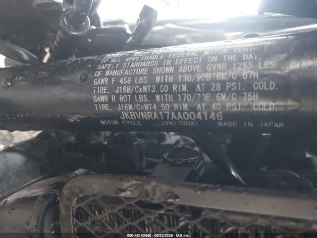 Aukcja sprzedaży 2010 Kawasaki Vn1700 A, vin: JKBVNRA17AA004146, numer aukcji: 46142440