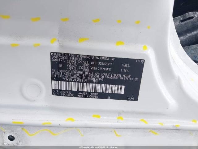 46142474 :رقم المزاد ، 2T3W1RFV9LW063127 vin ، 2020 Toyota Rav4 Xle مزاد بيع
